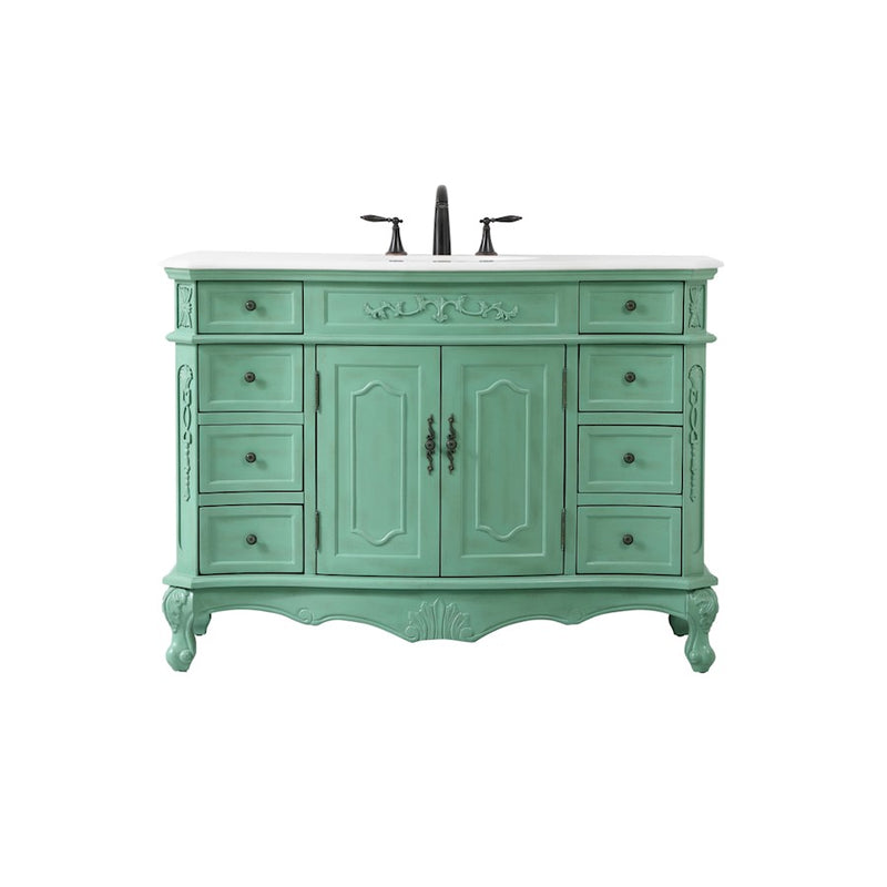 Elegant Danville 48" Single Vanity, Vintage Mint/Ivory Marble - VF10148VM-VW