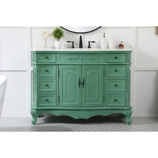 Elegant Danville 48" Single Vanity, Vintage Mint/Ivory Marble