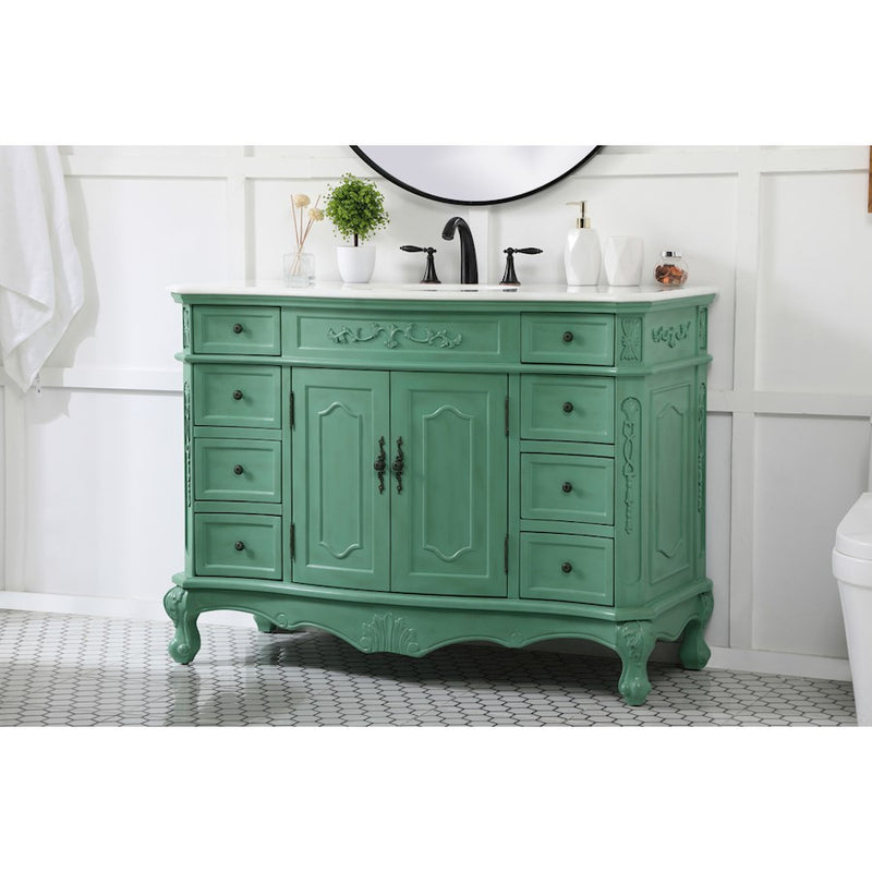 Elegant Danville 48" Single Vanity, Vintage Mint/Ivory Marble