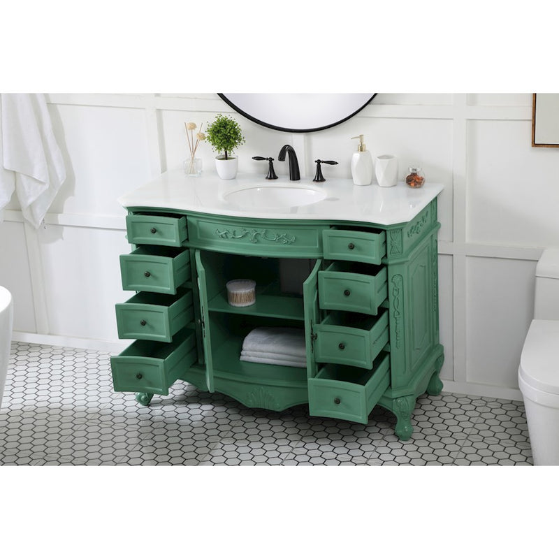 Elegant Danville 48" Single Vanity, Vintage Mint/Ivory Marble