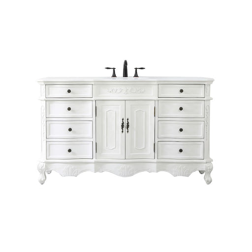 Elegant Danville 60" Single Vanity, Antique White/Ivory Marble - VF10160AW-VW