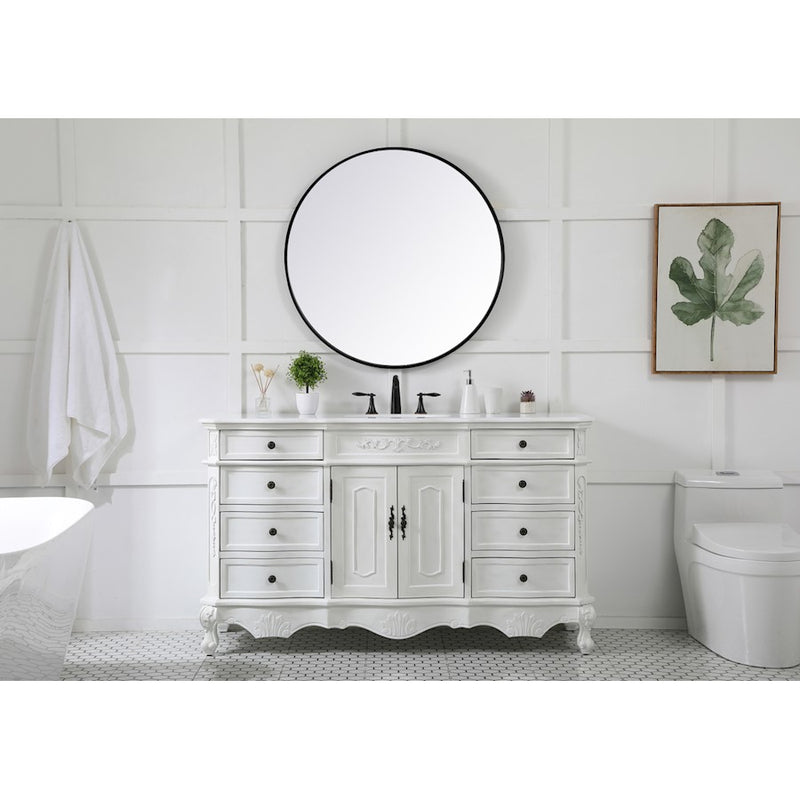 Elegant Danville 60" Single Vanity, Antique White/Ivory Marble