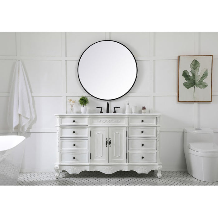 Elegant Danville 60" Single Vanity, Antique White/Ivory Marble