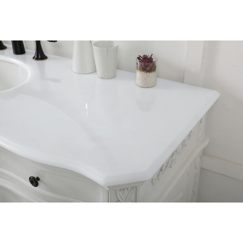 Elegant Danville 60" Single Vanity, Antique White/Ivory Marble