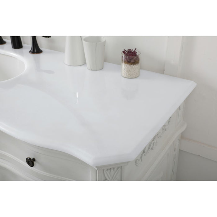 Elegant Danville 60" Single Vanity, Antique White/Ivory Marble