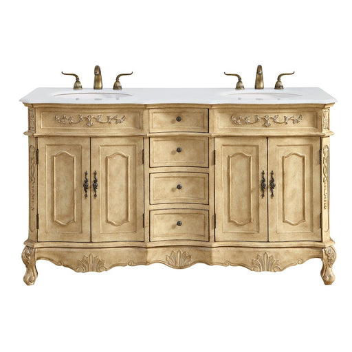 Elegant Danville 60" Double Vanity, Antique Beige/Ivory Marble - VF10160DAB-VW