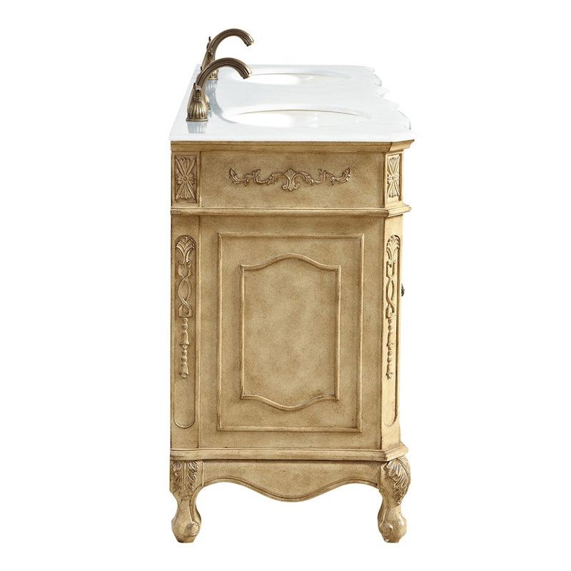 Elegant Danville 60" Double Vanity, Antique Beige/Ivory Marble