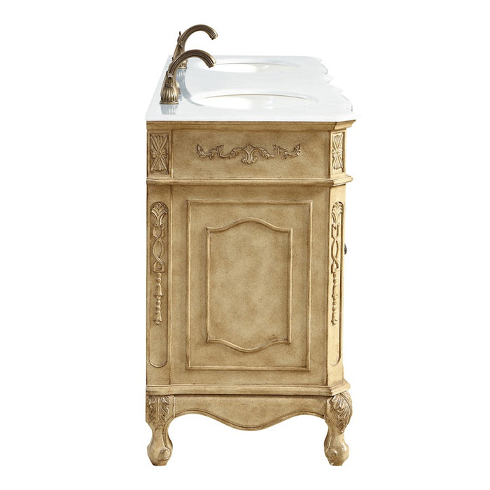 Elegant Danville 60" Double Vanity, Antique Beige/Ivory Marble