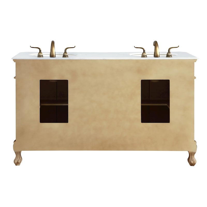 Elegant Danville 60" Double Vanity, Antique Beige/Ivory Marble