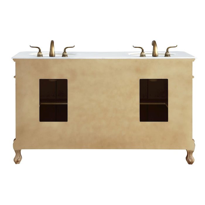 Elegant Danville 60" Double Vanity, Antique Beige/Ivory Marble