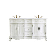Elegant Danville 60" Double Vanity, Antique White/Ivory Marble - VF10160DAW-VW
