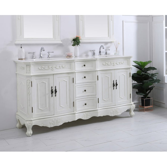Elegant Danville 60" Double Vanity, Antique White/Ivory Marble