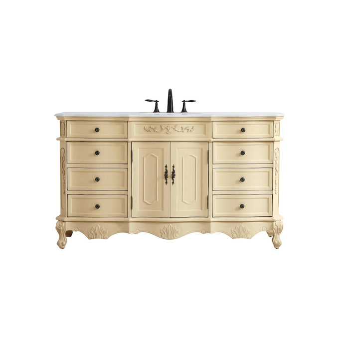 Elegant Danville 60" Single Vanity, Light Beige/Ivory Marble - VF10160LT-VW