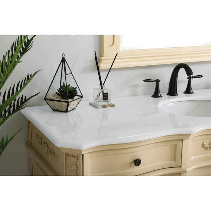 Elegant Danville 60" Single Vanity, Light Beige/Ivory Marble
