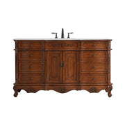 Elegant Danville 60" Single Vanity, Teak/Ivory Marble - VF10160TK-VW