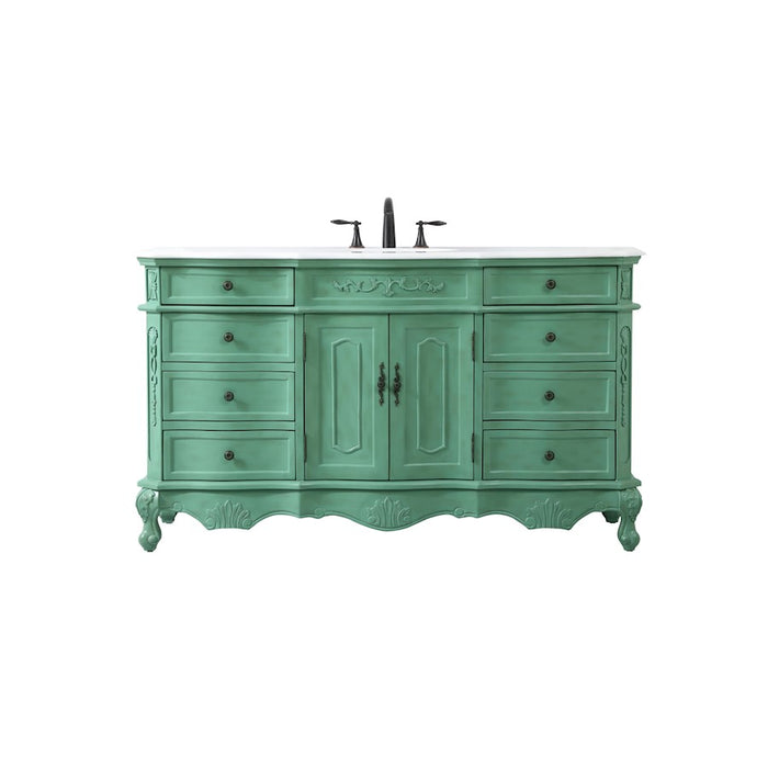 Elegant Danville 60" Single Vanity, Vintage Mint/Ivory Marble - VF10160VM-VW