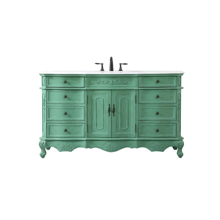 Elegant Danville 60" Single Vanity, Vintage Mint/Ivory Marble - VF10160VM-VW