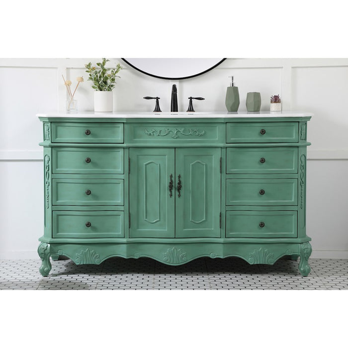 Elegant Danville 60" Single Vanity, Vintage Mint/Ivory Marble