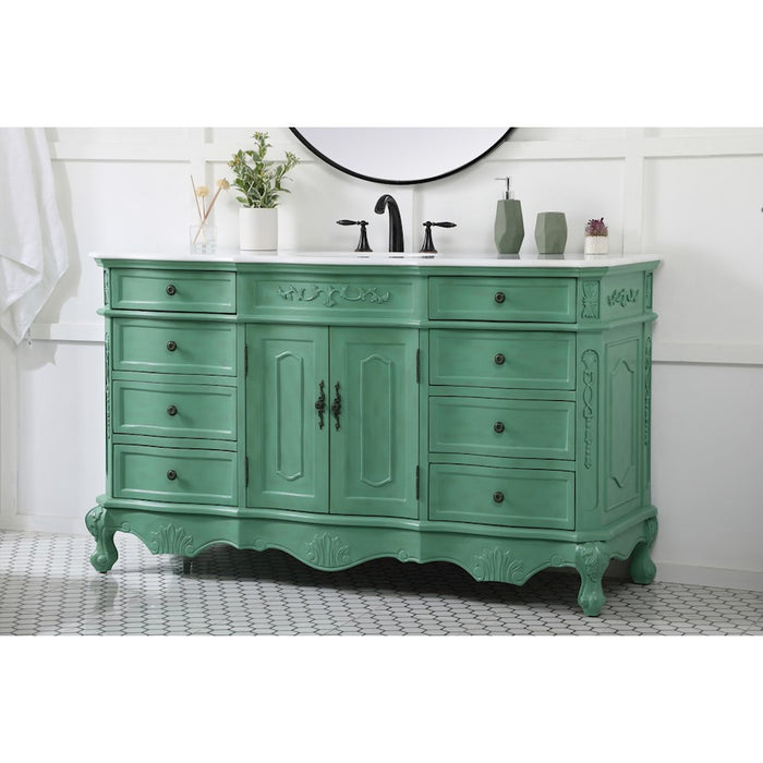 Elegant Danville 60" Single Vanity, Vintage Mint/Ivory Marble
