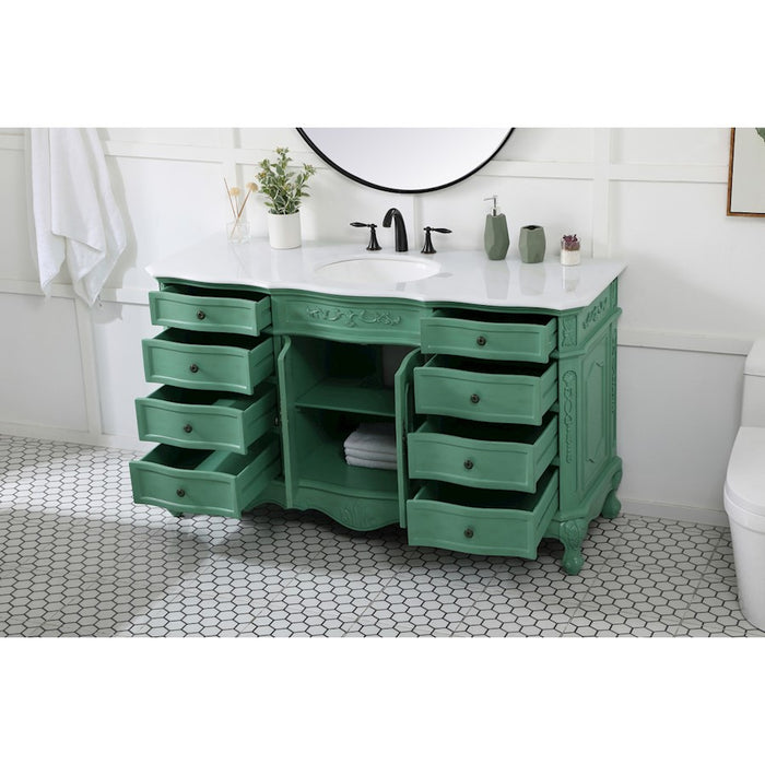 Elegant Danville 60" Single Vanity, Vintage Mint/Ivory Marble