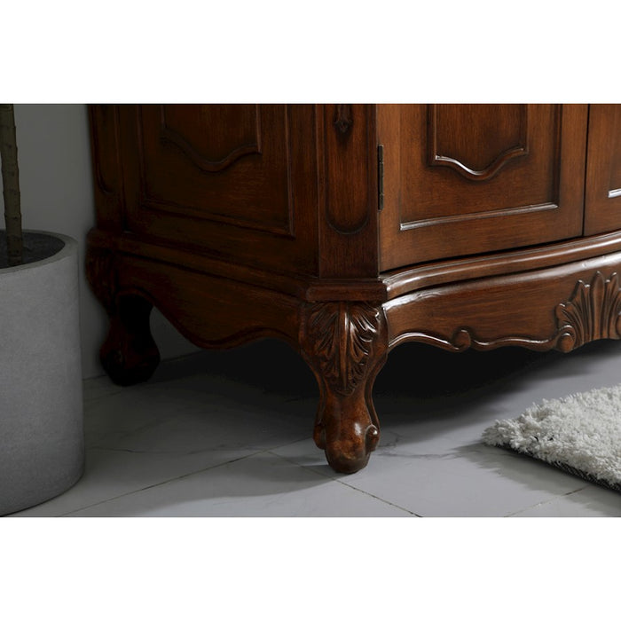Elegant Danville 72" Double Vanity, Teak/Ivory Marble