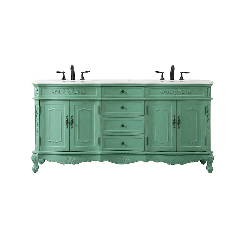Elegant Danville 72" Double Bathroom Vanity, Vintage Mint - VF10172DVM