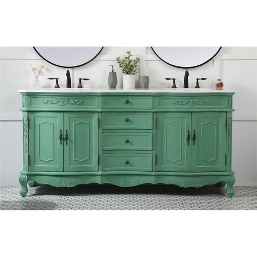 Elegant Danville 72" Double Bathroom Vanity, Vintage Mint