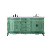 Elegant Danville 72" Double Vanity, Vintage Mint/Ivory Marble - VF10172DVM-VW