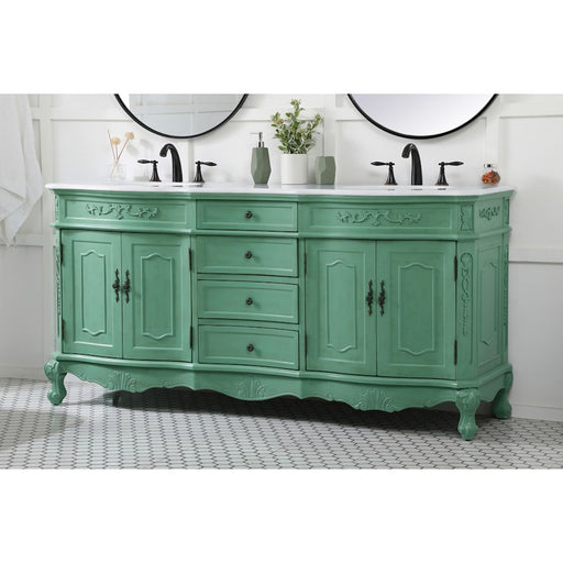 Elegant Danville 72" Double Vanity, Vintage Mint/Ivory Marble