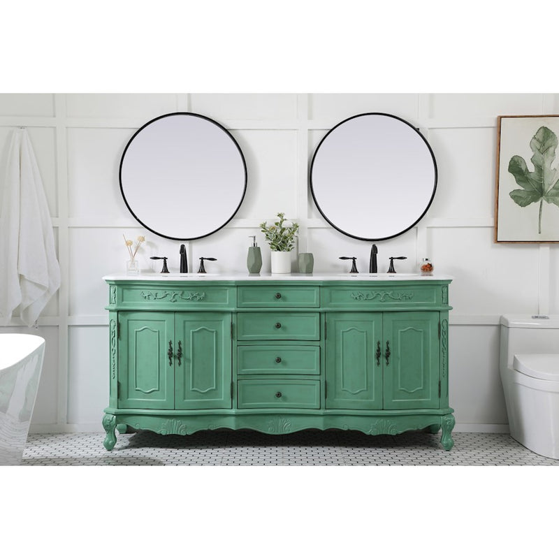 Elegant Danville 72" Double Vanity, Vintage Mint/Ivory Marble