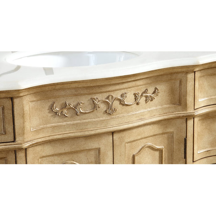 Elegant Danville 60" Single Vanity, Antique Beige/Ivory Marble