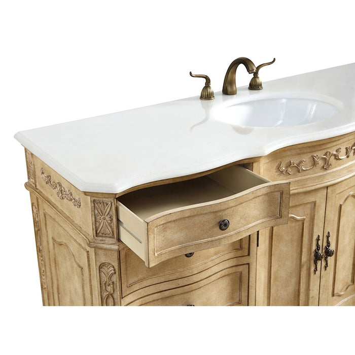 Elegant Danville 60" Single Vanity, Antique Beige/Ivory Marble