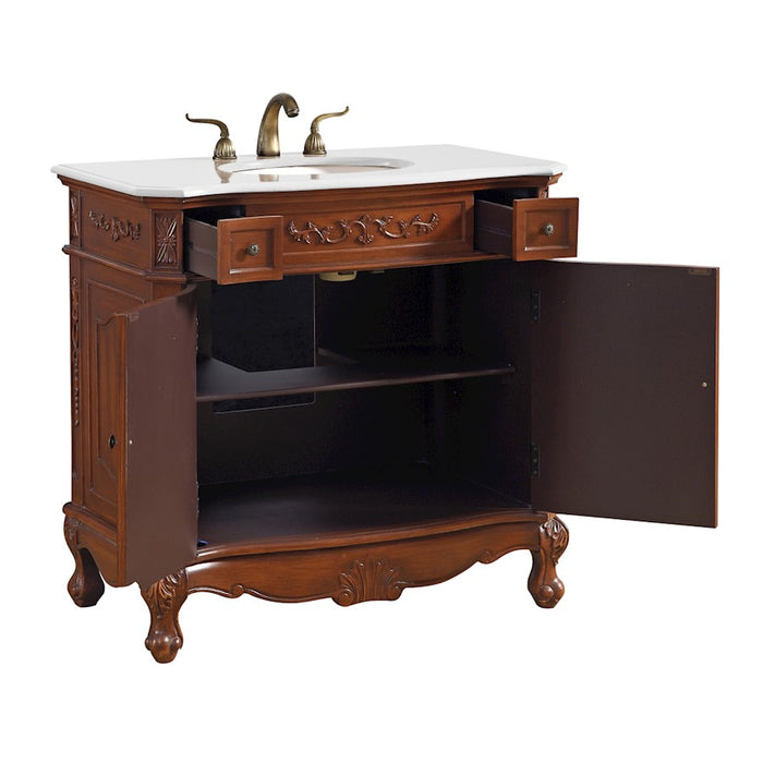 Elegant Danvil 36" Single Vanity, Brown/Ivory Marble