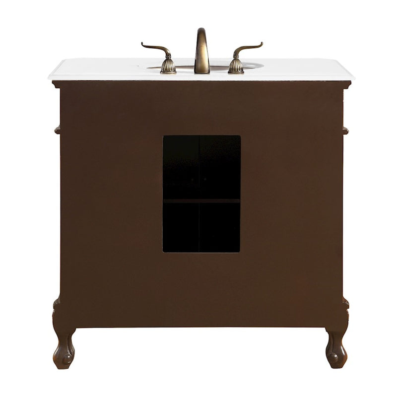 Elegant Danvil 36" Single Vanity, Brown/Ivory Marble