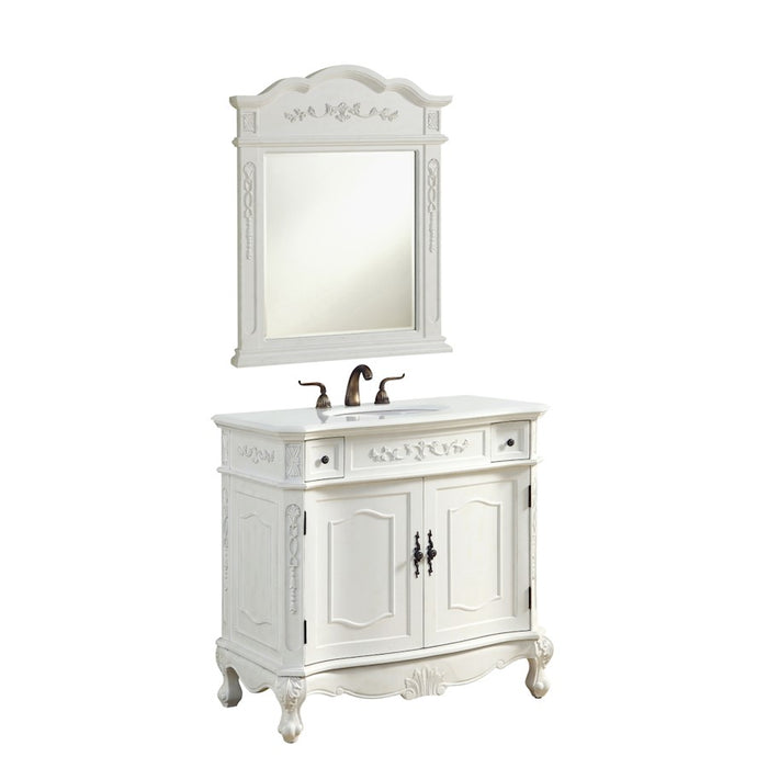 Elegant Danvil 36" Single Vanity, Antique White/Ivory Marble