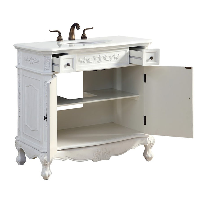 Elegant Danvil 36" Single Vanity, Antique White/Ivory Marble