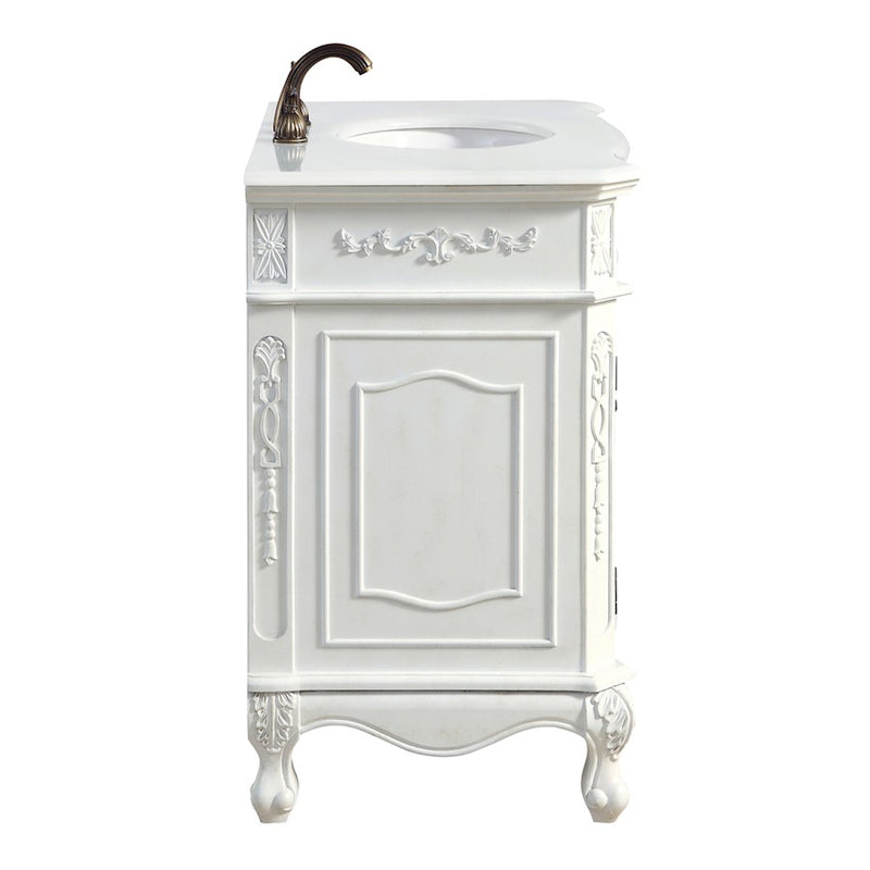 Elegant Danvil 36" Single Vanity, Antique White/Ivory Marble