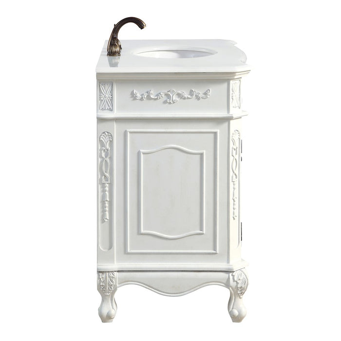 Elegant Danvil 36" Single Vanity, Antique White/Ivory Marble