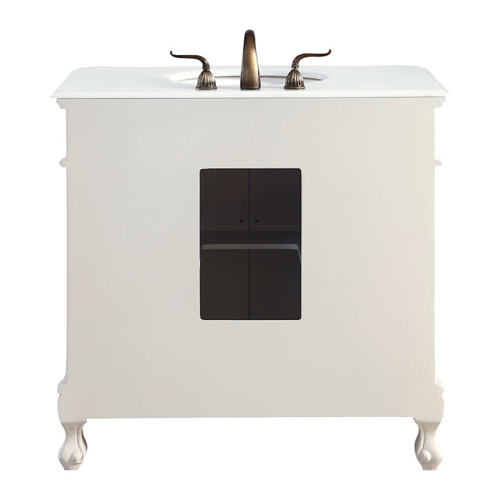 Elegant Danvil 36" Single Vanity, Antique White/Ivory Marble
