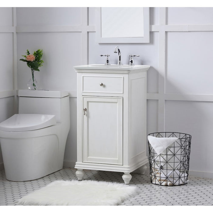 Elegant Otto 19" Single Vanity, Antique White/Ivory Marble