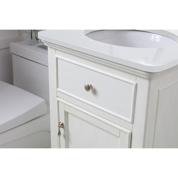 Elegant Otto 19" Single Vanity, Antique White/Ivory Marble