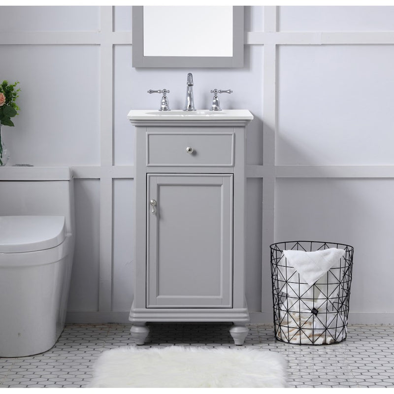 Elegant Otto 19" Single Vanity, Light Grey/Ivory Marble