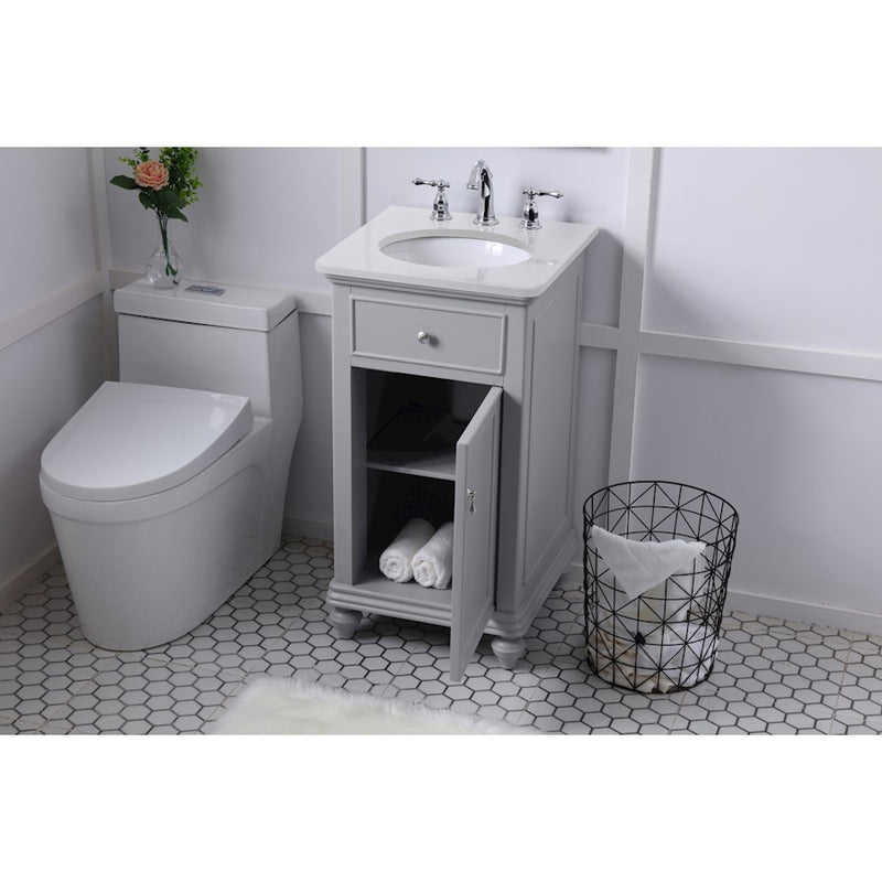 Elegant Otto 19" Single Vanity, Light Grey/Ivory Marble
