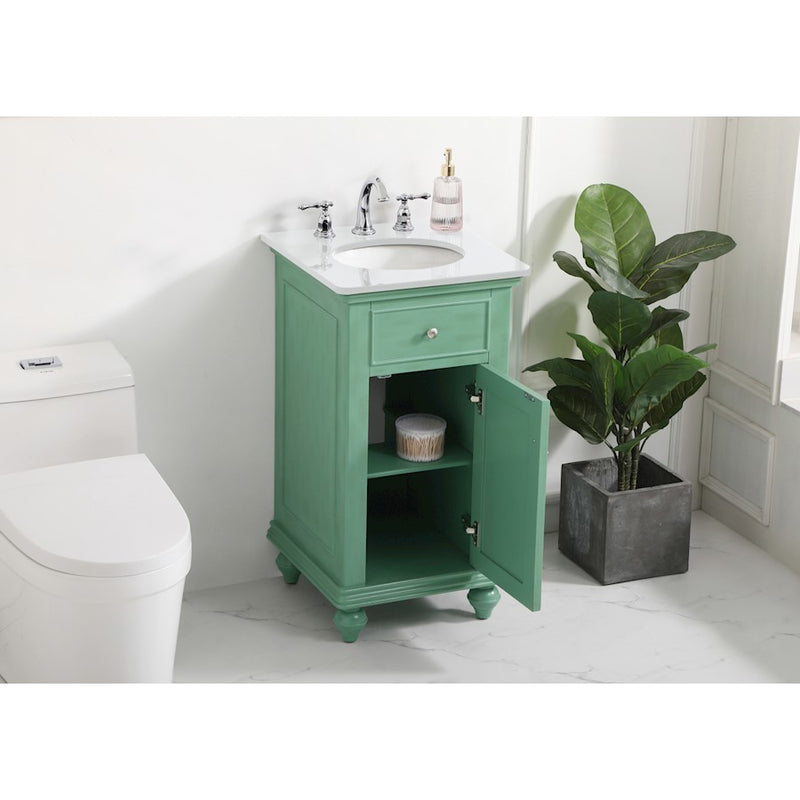 Elegant Otto 19" Single Vanity, Vintage Mint/Ivory Marble