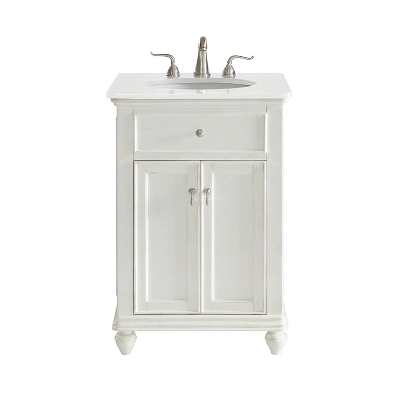 Elegant Otto 24" Single Vanity, Antique White/Ivory Marble - VF12324AW-VW