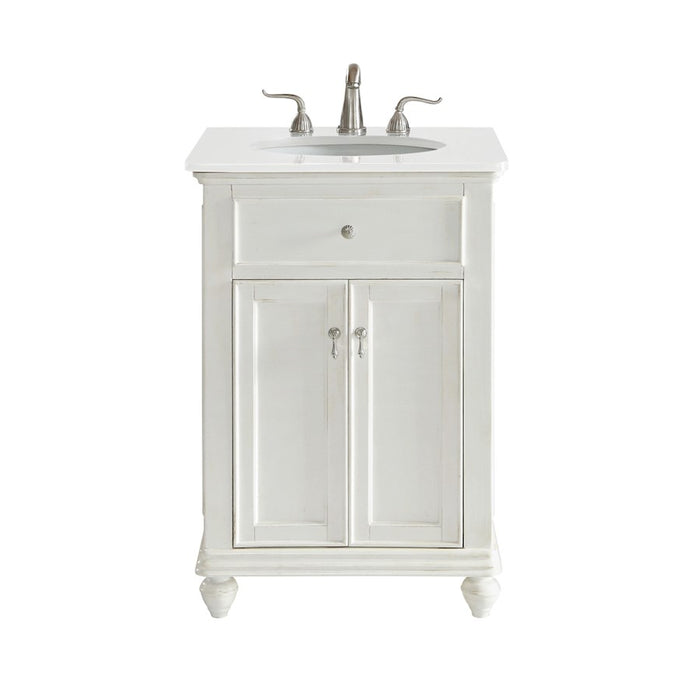 Elegant Otto 24" Single Vanity, Antique White/Ivory Marble - VF12324AW-VW