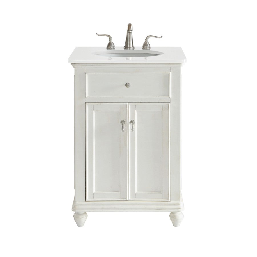 Elegant Otto 24" Single Vanity, Antique White/Ivory Marble - VF12324AW-VW