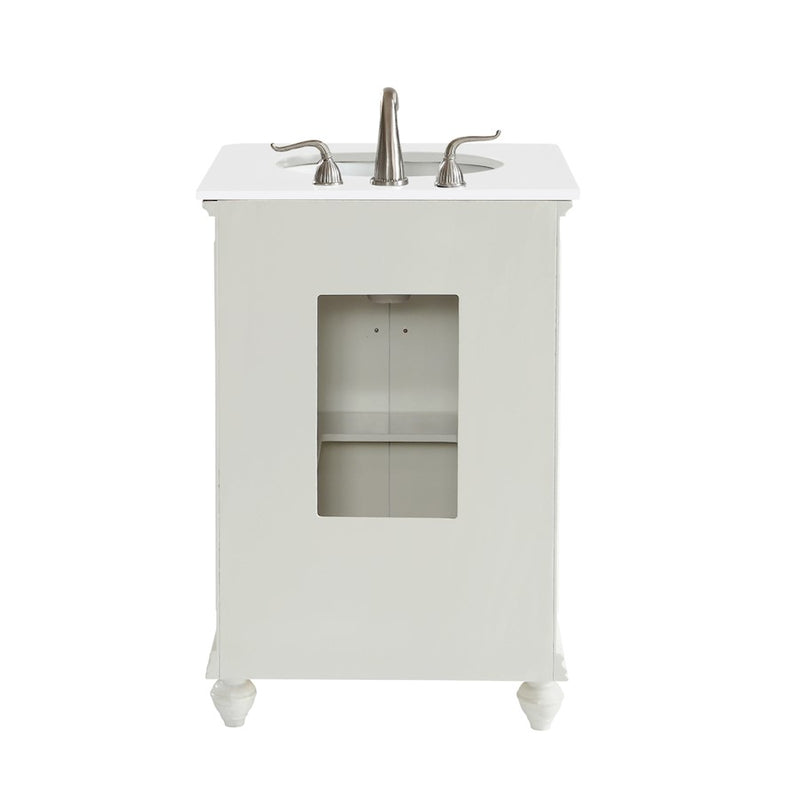 Elegant Otto 24" Single Vanity, Antique White/Ivory Marble