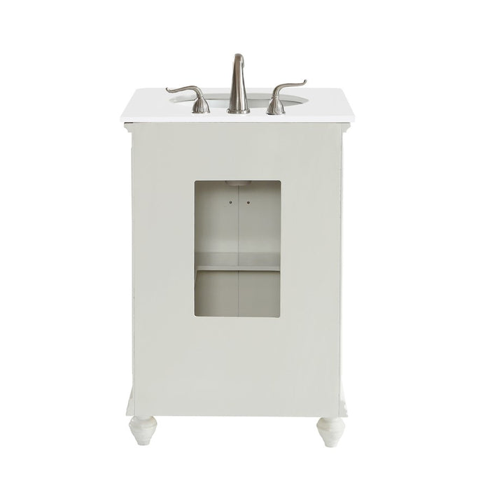 Elegant Otto 24" Single Vanity, Antique White/Ivory Marble