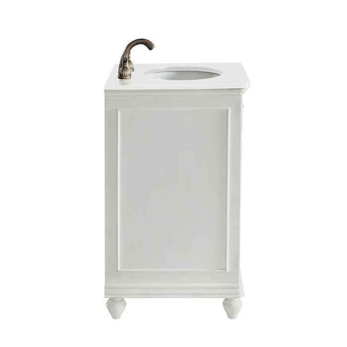 Elegant Otto 24" Single Vanity, Antique White/Ivory Marble